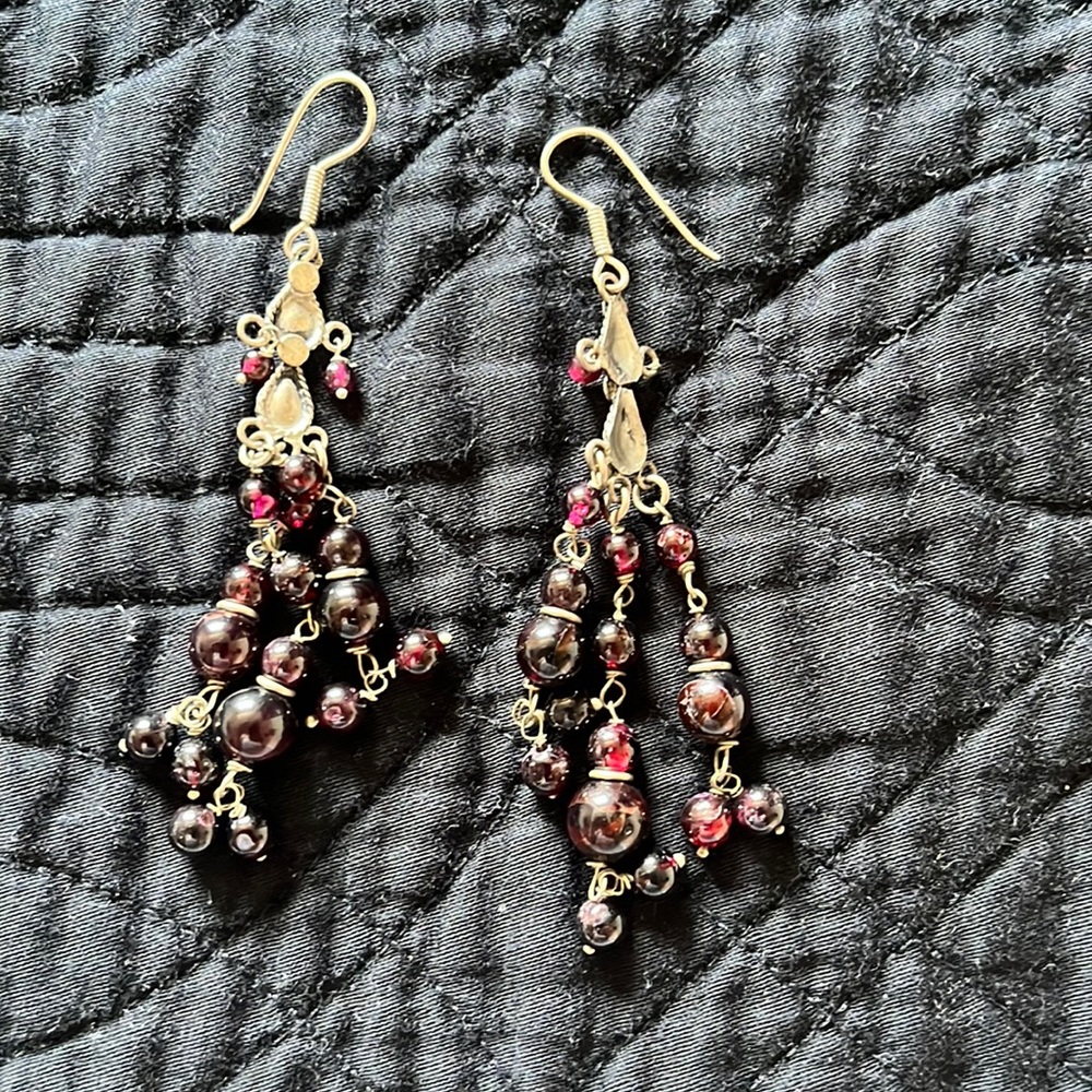 Handmade earrings with natural red stones